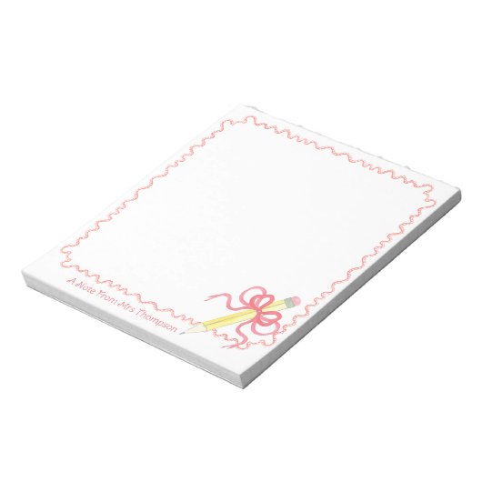 Opmerking van de docent | Potlood met strik Notitieblok (Linkerzijde)