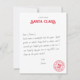 Opmerking van de officiële lijst van de Sinterklaa Notitiekaartje