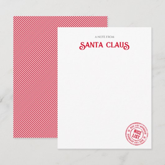 Opmerking van de officiële lijst van de Sinterklaa Notitiekaartje (Voorkant / Achterkant)