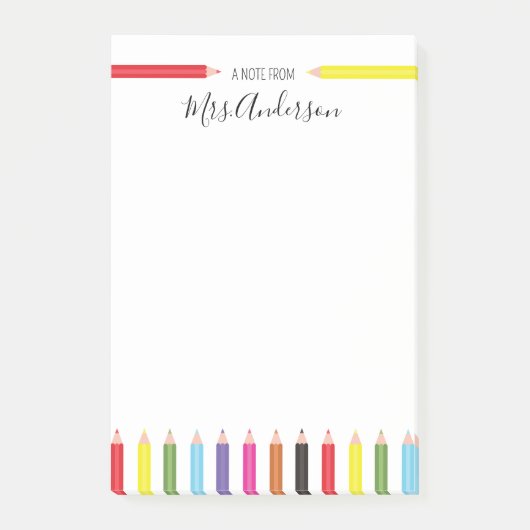 Opmerking van de Teacher Rainbow Pencils Post-it® Notes (Voorkant)