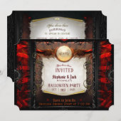 Opmerking van Red & Black Elegant Halloween Party Kaart (Voorkant / Achterkant)