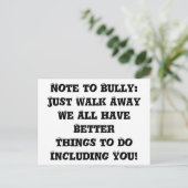 Opmerking voor Bully: Gewoon weglopen - Anti Bully Briefkaart (Staand voorkant)
