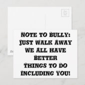 Opmerking voor Bully: Gewoon weglopen - Anti Bully Briefkaart (Voorkant / Achterkant)