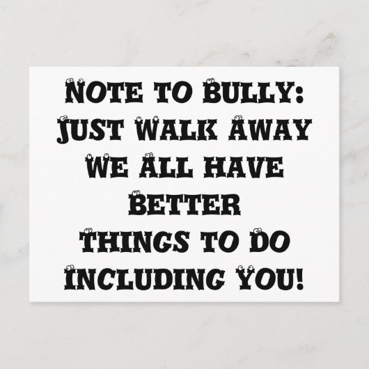 Opmerking voor Bully: Gewoon weglopen - Anti Bully Briefkaart (Voorkant)