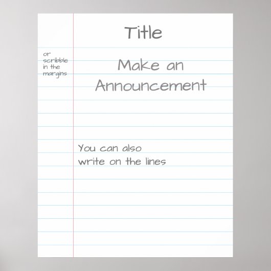Opmerking voor Giant Note Paper Gepersonaliseerd V Poster (Voorkant)