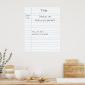 Opmerking voor Giant Note Paper Gepersonaliseerd V Poster (Keuken)