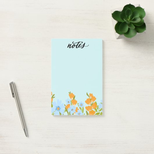 Opmerkingen over blauwe en gele bloemen post-it® notes (Kantoor)