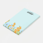 Opmerkingen over blauwe en gele bloemen post-it® notes (Schuin)