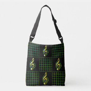 Opmerkingen over zwarte en groene muziek crossbody tas