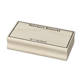 Opmerkingen van de leraar vak met naam rubberstempel