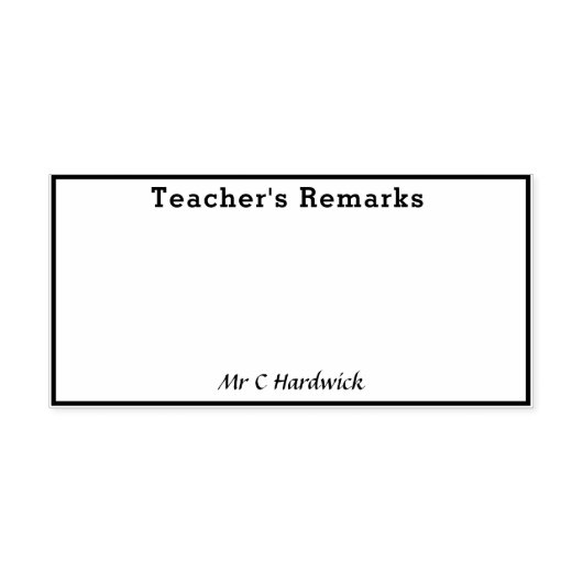 Opmerkingen van de leraar vak met naam rubberstempel (Afrduk)