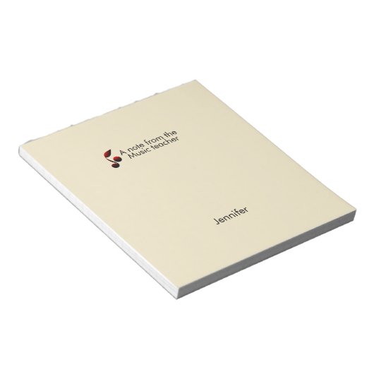 Opmerkingen van muziekleraar voegen naamtekst muzi notitieblok (Schuin)