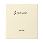 Opmerkingen van muziekleraar voegen naamtekst muzi notitieblok (Voorkant)