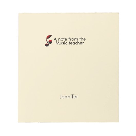 Opmerkingen van muziekleraar voegen naamtekst muzi notitieblok (Voorkant)