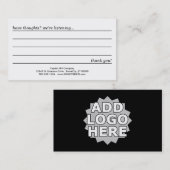 opmerkingenkaart visitekaartje (Voorkant / Achterkant)