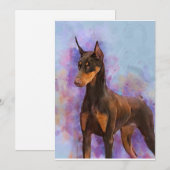 Opmerkingskaarten - Red Doberman op Waterverf acht Bedankkaart (Voorkant / Achterkant)