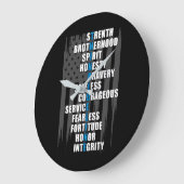 Opname blauwe lijn van de politie van de wetshandh grote klok (Hoek)