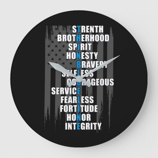 Opname blauwe lijn van de politie van de wetshandh grote klok (Voorkant)