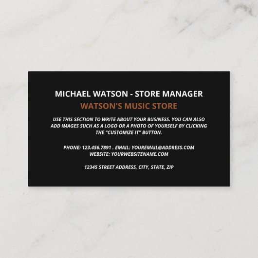 Opname selecteren, Visitekaartje muziekwinkel (Achterkant)