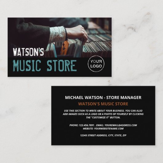 Opname selecteren, Visitekaartje muziekwinkel (Voorkant / Achterkant)