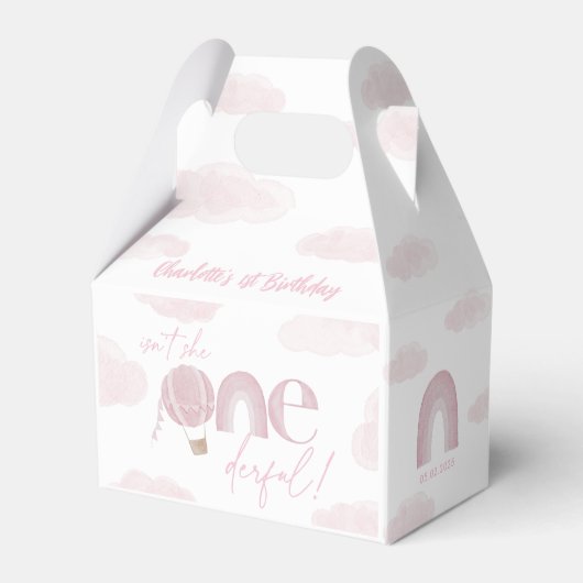 Opnederful Hot Air Ballon Roze 1e verjaardag Bedankdoosjes (Achterkant)