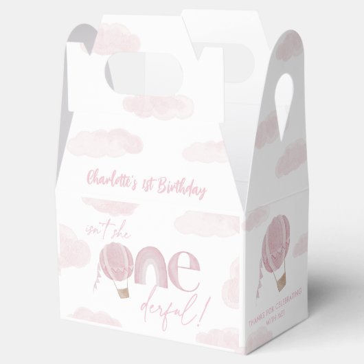 Opnederful Hot Air Ballon Roze 1e verjaardag Bedankdoosjes (Geopend)