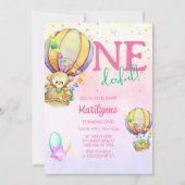 Opnederful Hot Air Ballon Roze 1e verjaardag Kaart (Voorkant)