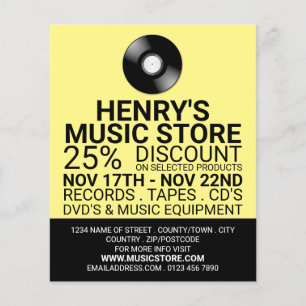Opnemen Logo, Music Store Adverteren Flyer