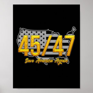 Opnieuw Amerika redden Trump 2024 Patriottisch Ame Poster