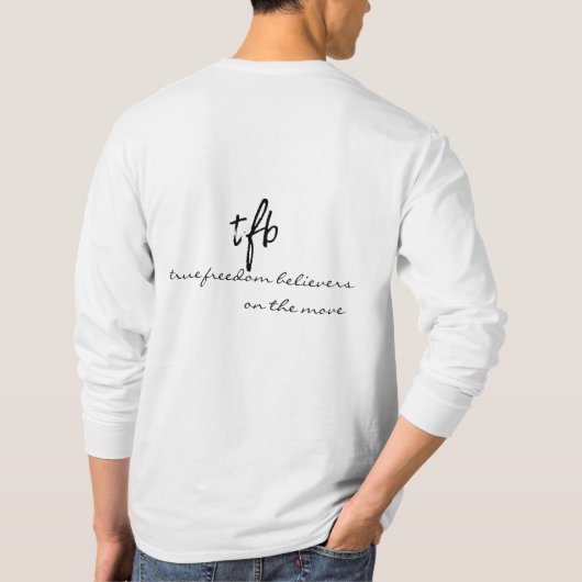 Opnieuw baon? Blauwe tekst Unisex lange hoes T-shirt (Achterkant)