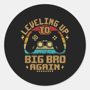Opnieuw een grote broer worden Vintage gamer broer Ronde Sticker