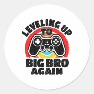 Opnieuw een grote broer worden Vintage Gamer Broth Ronde Sticker