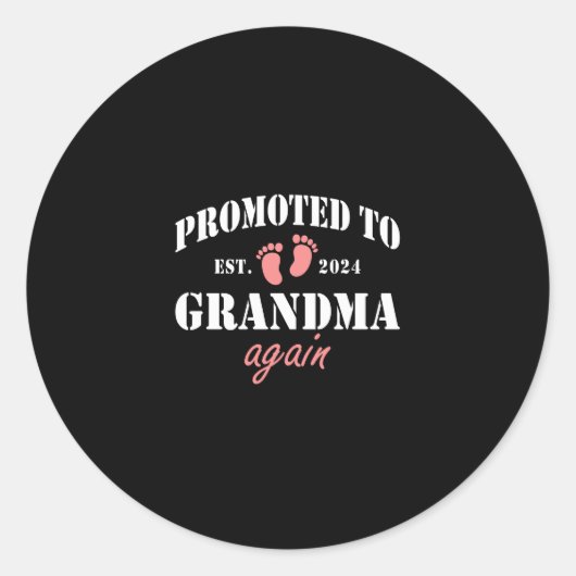 Opnieuw gepromoveerd naar oma 2024 ronde sticker (Voorkant)
