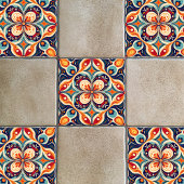 Opnieuw Mexicaanse volkskunst bloemenkunst Tegeltje