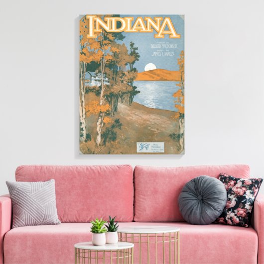 Opnieuw thuis in Indiana Canvas Afdruk (Insitu (Woonkamer))
