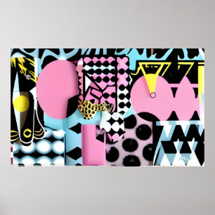 Opnieuw uitgelijnd in Memphis Design Poster