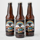 Opnieuw wakker Gay LGBT Pride Maand Groovy Bier Etiket (Flessen)