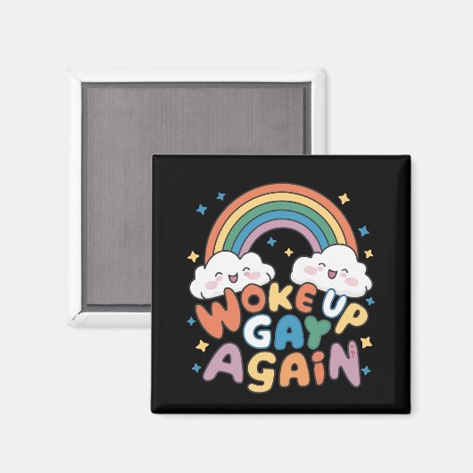 Opnieuw wakker Gay LGBT Pride Maand Groovy Magneet (Voorkant / Achterkant)