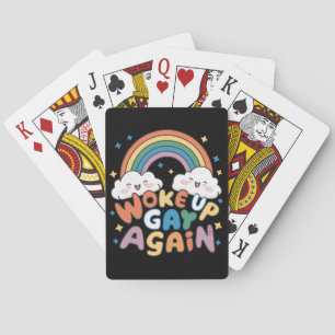 Opnieuw wakker Gay LGBT Pride Maand Groovy Pokerkaarten