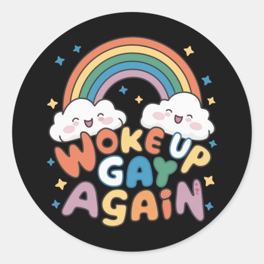 Opnieuw wakker Gay LGBT Pride Maand Groovy Ronde Sticker (Voorkant)