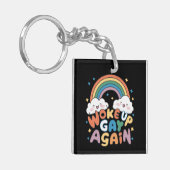 Opnieuw wakker Gay LGBT Pride Maand Groovy Sleutelhanger (Voorkant Links)