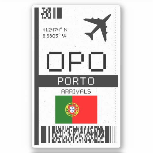 OPO Porto instapkaart - Portugal Reizen Sticker (Voorkant)