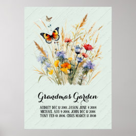 Opofferige oma tuin kleinkinderen poster