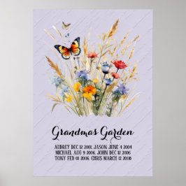 Opofferige oma tuint kleinkinderen poster