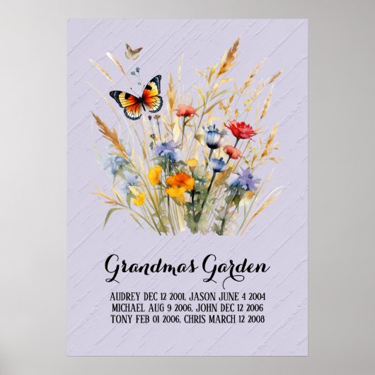 Opofferige oma tuint kleinkinderen poster (Voorkant)