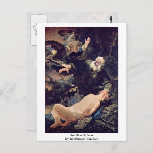Opoffering Isaac door Rembrandt van Rijn Briefkaart (Voorkant / Achterkant)