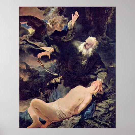 Opoffering Isaac door Rembrandt van Rijn Poster (Voorkant)