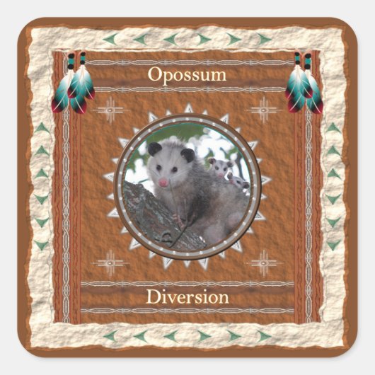 Opossum Afleidingsenergie Vierkante Sticker (Voorkant)