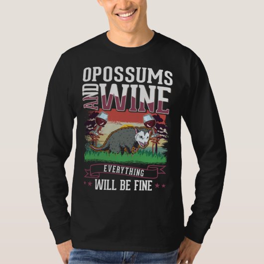 Opossum And Wine Trash Cat Possum Opossum T-shirt (Voorkant)