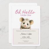 Opossum Baby Shower • Girl Invitation Save The Date (Voorkant / Achterkant)